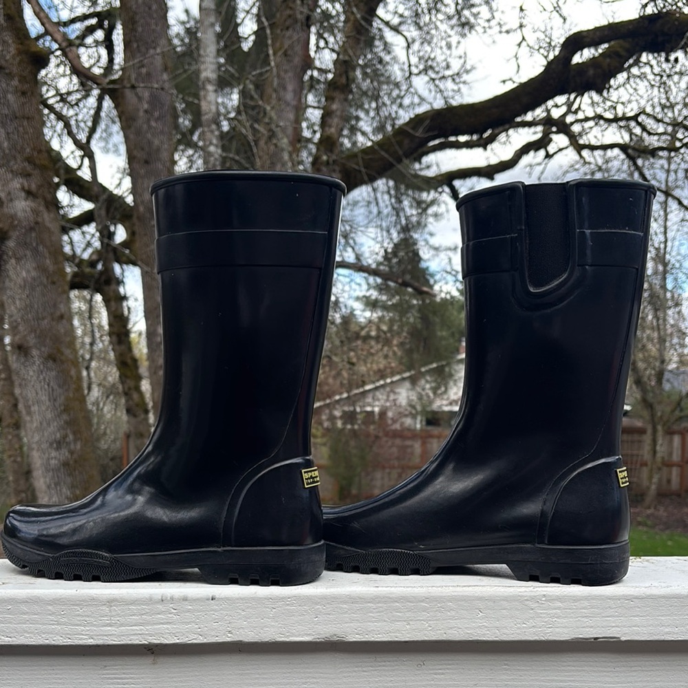 Sperry Black Mid-Calf Rain Boots